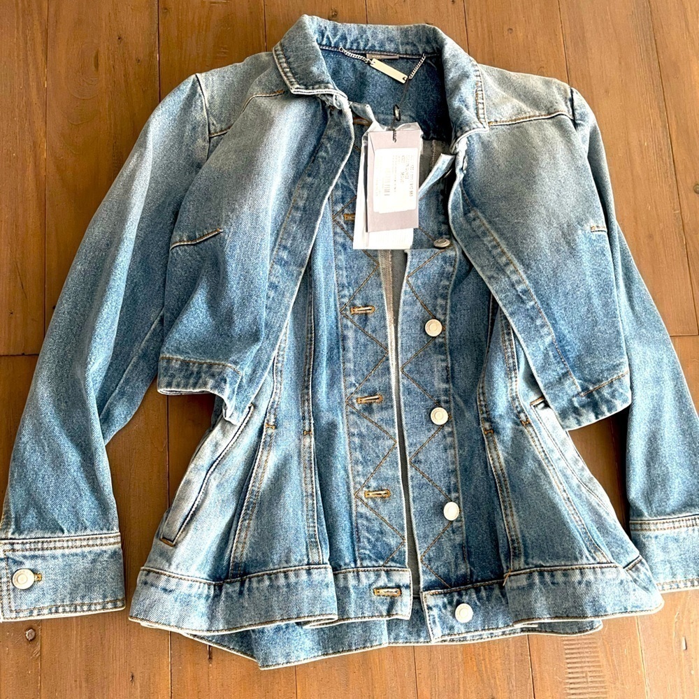 Alexander McQueen women layered peplum denim jacket NWT IT36 XS